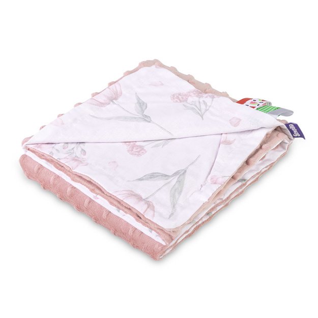 BLANKET MINKY 75X100 FLORI DUSTY PINK