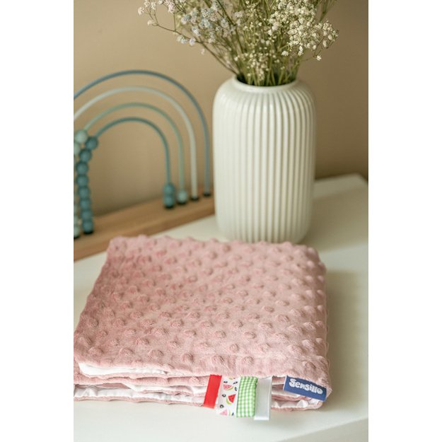 BLANKET MINKY 75X100 FLORI DUSTY PINK
