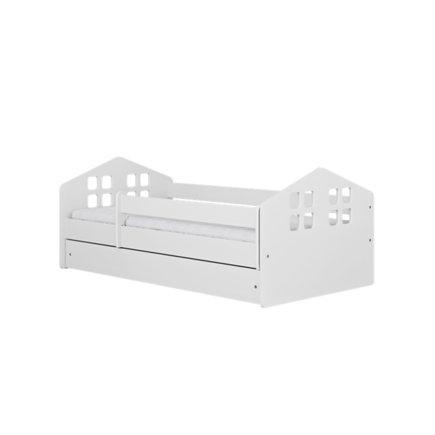 Bed Kacper white with drawer with coconut mattress 160/80