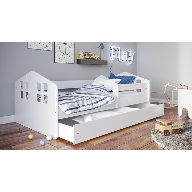 Bed Kacper white with drawer with coconut mattress 160/80
