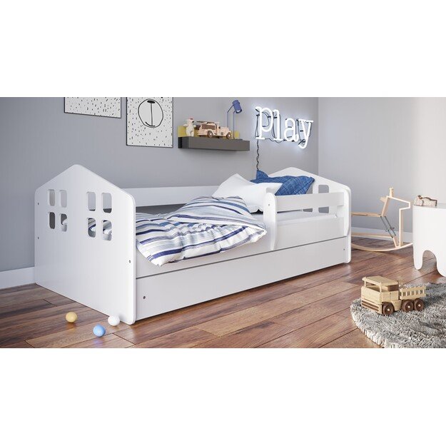 Bed Kacper white with drawer with coconut mattress 160/80