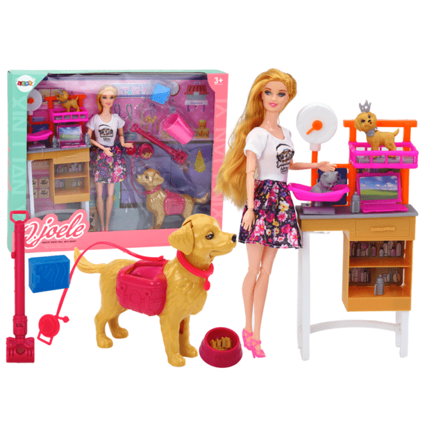 Doll Set With Dogs Cat Vet Accessories
