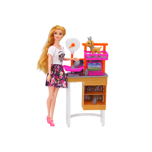 Doll Set With Dogs Cat Vet Accessories