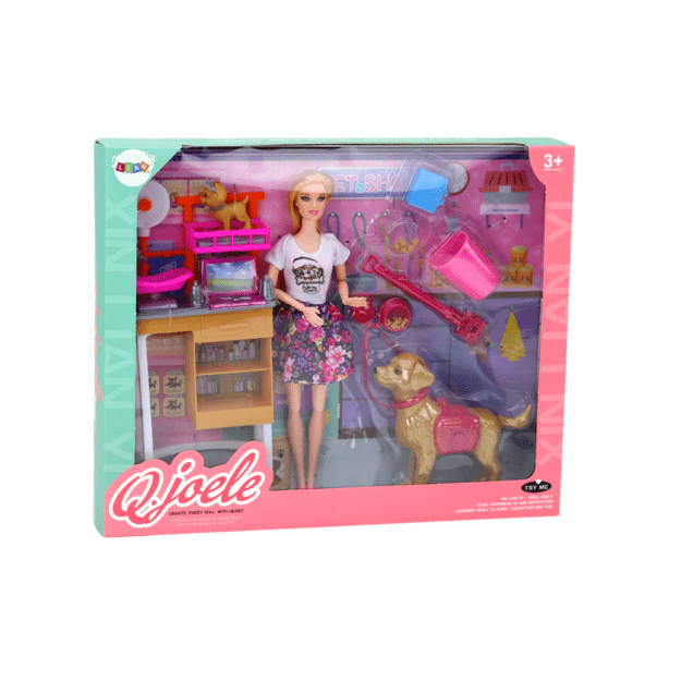 Doll Set With Dogs Cat Vet Accessories
