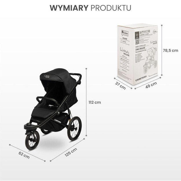 LIMA DELUXE BLACK STROLLER