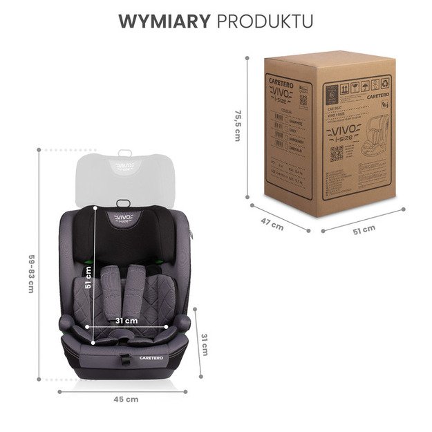 CAR SEAT VIVO I-SIZE GREY (76-150)