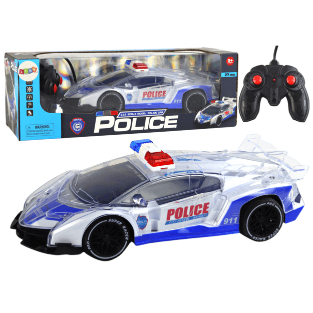 Policijos sportinis automobilis Nuotoliniu būdu valdomas RC mastelio 1:16 žibintai