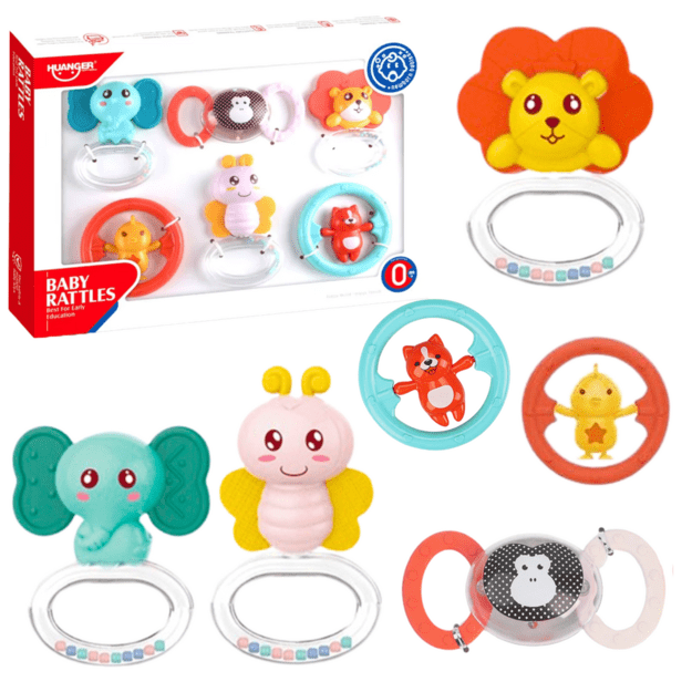 6 kūdikių kramtukų rinkinys Gyvūnai