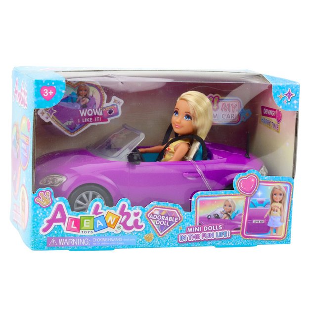 Ankiki Mini Doll Car Convertible Purple Set 4