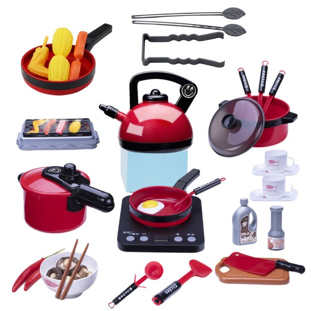 Kitchen Set Pots Food Battery Operated Hob Accessories 36 pcs 1