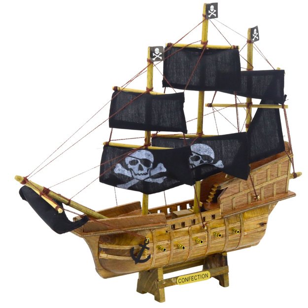 Collectible Model Decorative Pirate Sailing Ship Black 33x29cm 1