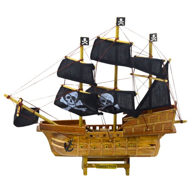 Collectible Model Decorative Pirate Sailing Ship Black 33x29cm 2
