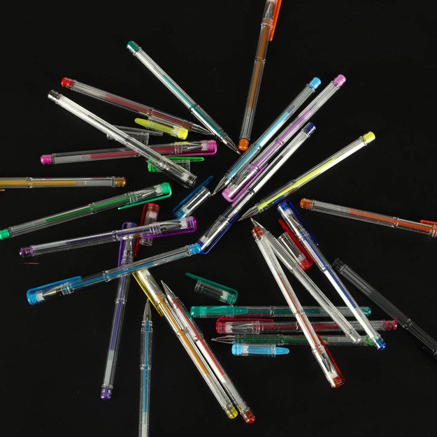 Spalvotų blizgių gelinių rašiklių rinkinys, 25 vnt. 2