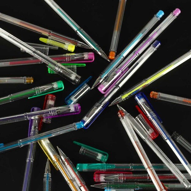 Spalvotų blizgių gelinių rašiklių rinkinys, 25 vnt. 3