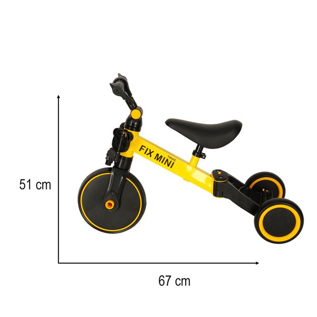 Trike Fix Mini krosinis triratukas 3in1 su pedalais (geltonas)