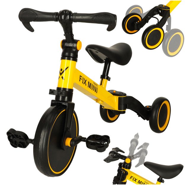 Trike Fix Mini krosinis triratukas 3in1 su pedalais (geltonas)