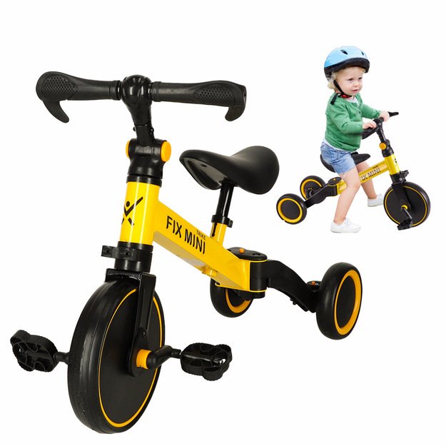 Trike Fix Mini krosinis triratukas 3in1 su pedalais (geltonas)