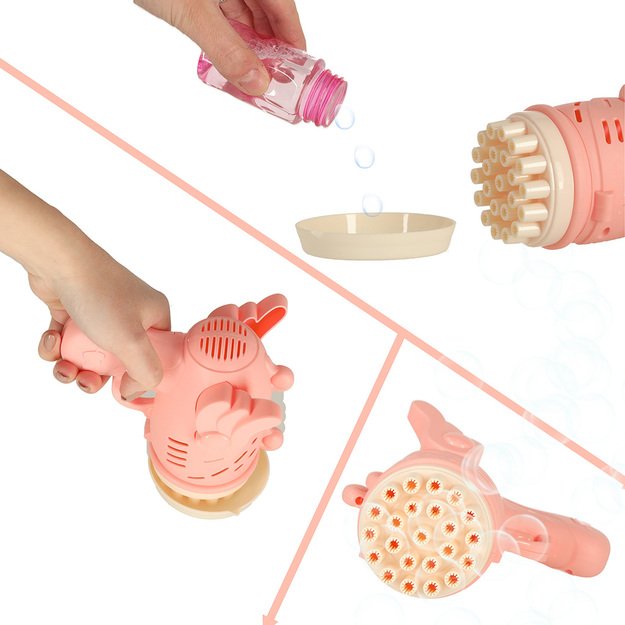 Muilo burbulų pistoletas muilo burbulai su sparnais rožinės spalvos 15