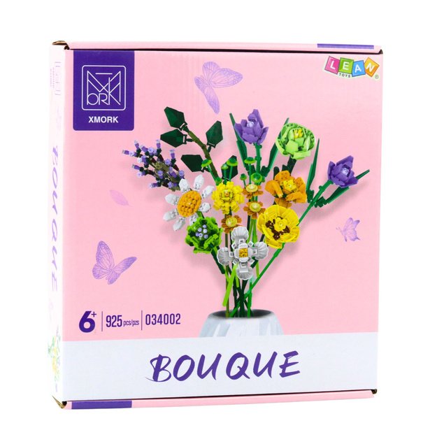 Construction Blocks Decorative Bouquet of Colorful Flowers 925 pcs. 2