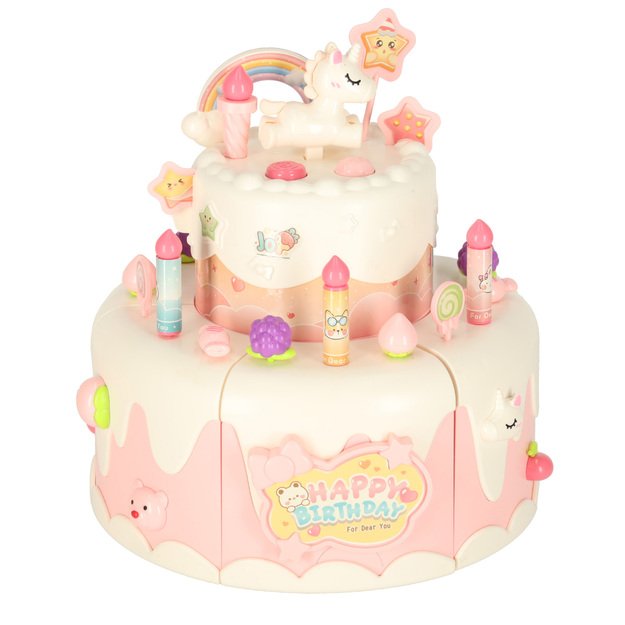 Gimtadienio tortas sukrauti pjaustymo Velcro muzikos &scaron;viesos virtuvė 16 vienetų rožinė 1