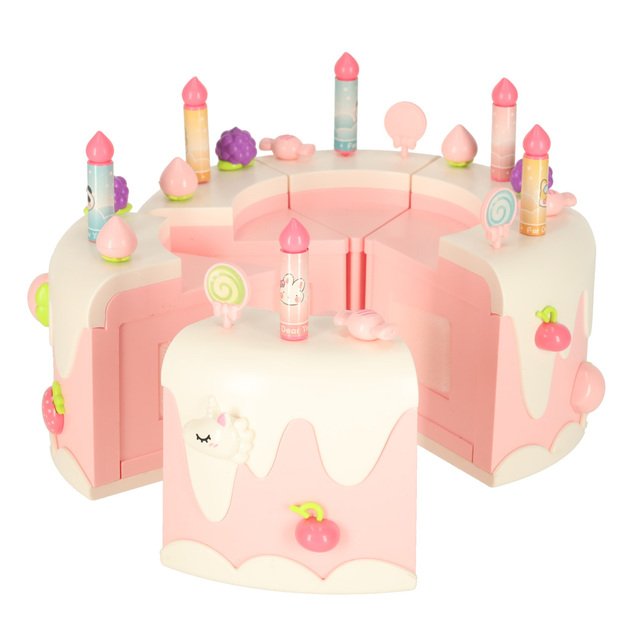 Gimtadienio tortas sukrauti pjaustymo Velcro muzikos šviesos virtuvė 16 vienetų rožinė 4