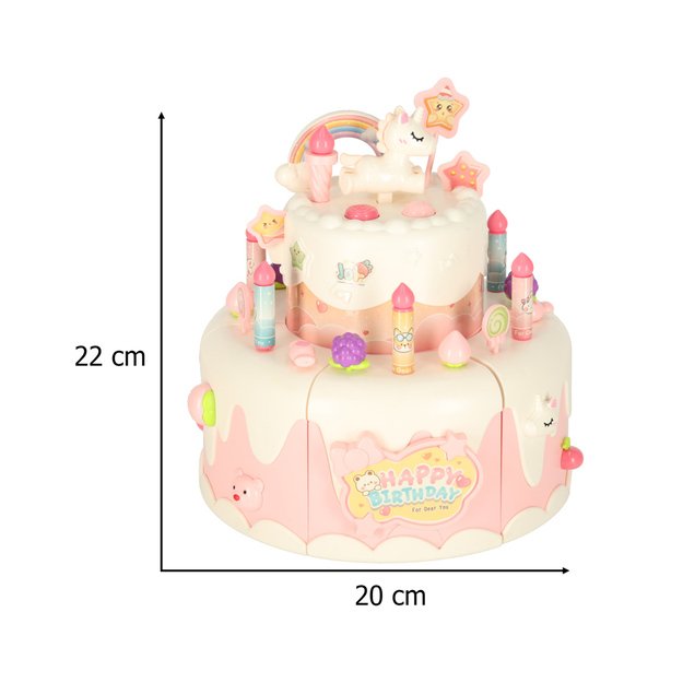 Gimtadienio tortas sukrauti pjaustymo Velcro muzikos šviesos virtuvė 16 vienetų rožinė 17