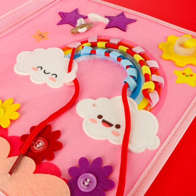 Sensory sensory montessori manipuliatorių lentos kuprinės dėklas rožinis 19