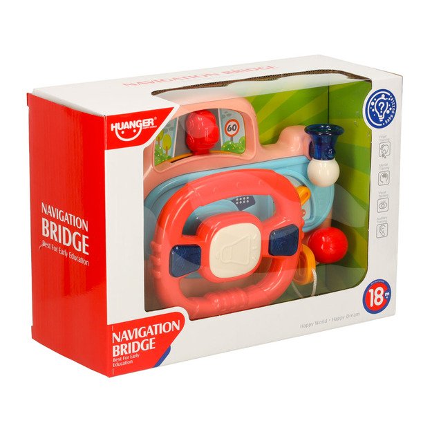 Kūdikio mažylio interaktyvus vairas į vežimėlį simuliatorius muzika skamba rausvai 12