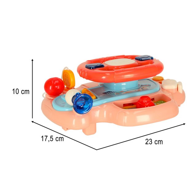 Kūdikio mažylio interaktyvus vairas į vežimėlį simuliatorius muzika skamba rausvai 9