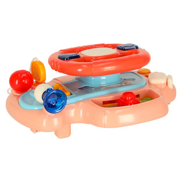 Kūdikio mažylio interaktyvus vairas į vežimėlį simuliatorius muzika skamba rausvai 8