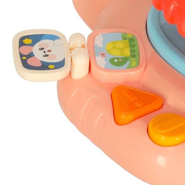 Kūdikio mažylio interaktyvus vairas į vežimėlį simuliatorius muzika skamba rausvai 3