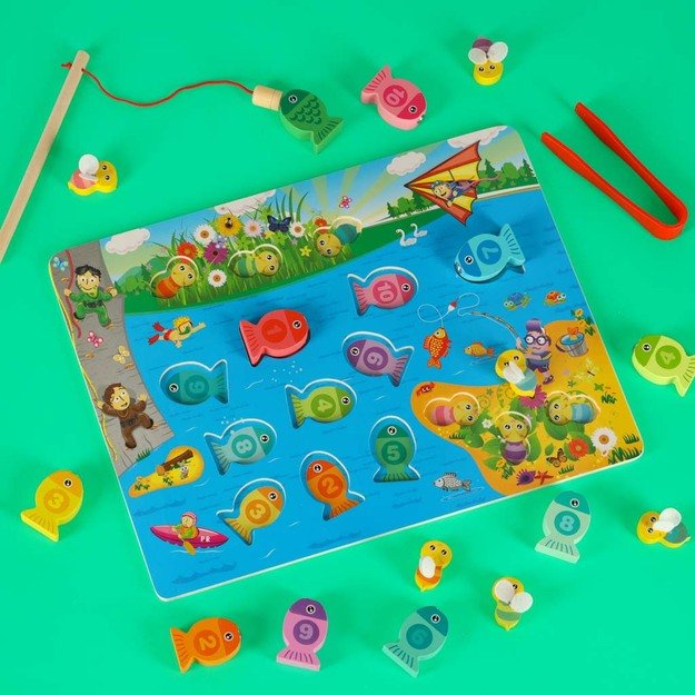 Montessori medinis žvejybos žaidimas su bičių magnetu 13