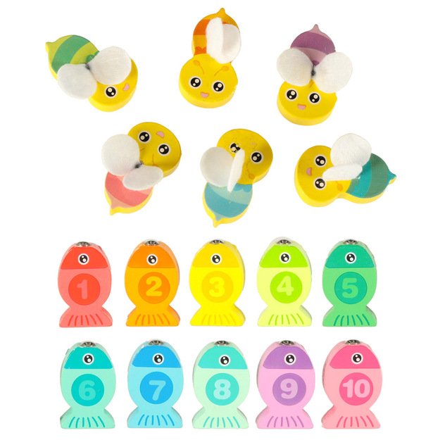 Montessori medinis žvejybos žaidimas su bičių magnetu 9