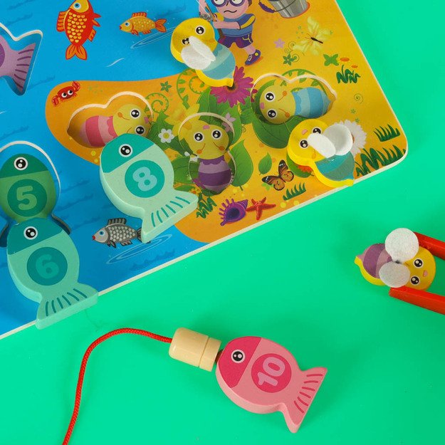 Montessori medinis žvejybos žaidimas su bičių magnetu 14