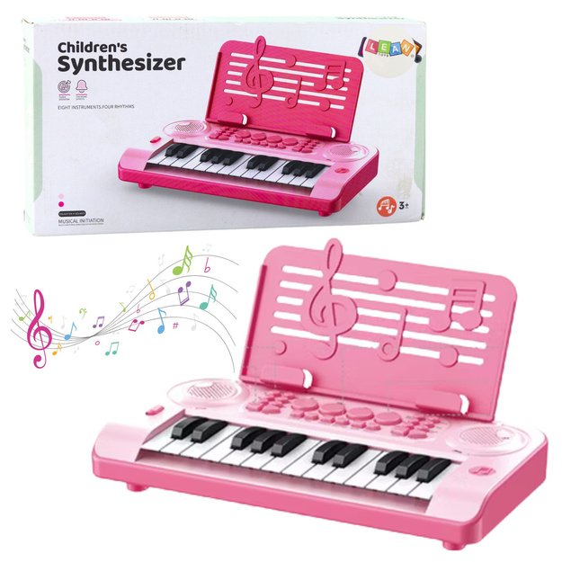 24K Educational Electronic Piano with Pink Music Stand
