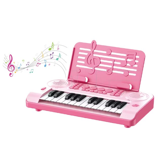 24K Educational Electronic Piano with Pink Music Stand 1
