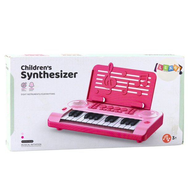24K Educational Electronic Piano with Pink Music Stand 2