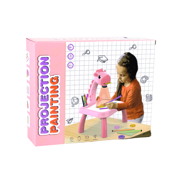 DINOSAUR TABLE WITH PROJECTOR FOR DRAWING + ACCESSORIES  COLOUR PINK 4