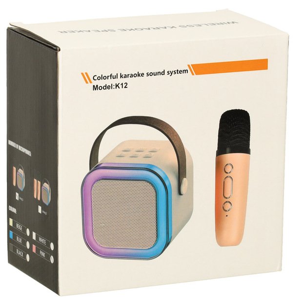 Karaokė garsiakalbis su mikrofonu rožinės spalvos 9