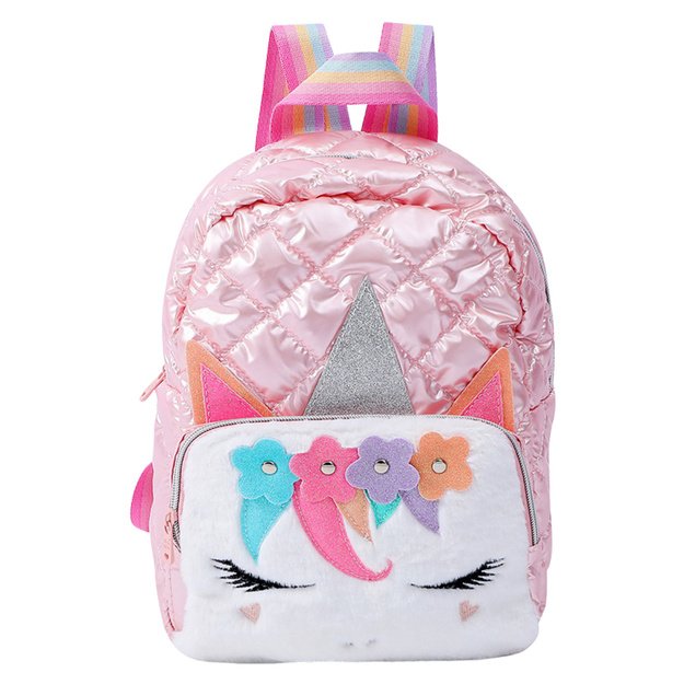 Children s Quilted School Backpack Unicorn Yellow 32cm