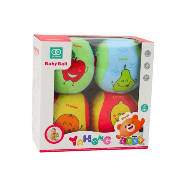 Set of Soft Balls for Toddlers Colorful Fruits 4pcs