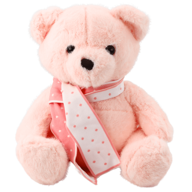 Plush Mascot Cuddly Toy Teddy Bear With Scarf Pink 35cm