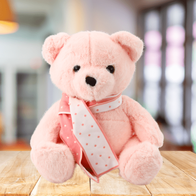 Plush Mascot Cuddly Toy Teddy Bear With Scarf Pink 35cm 1