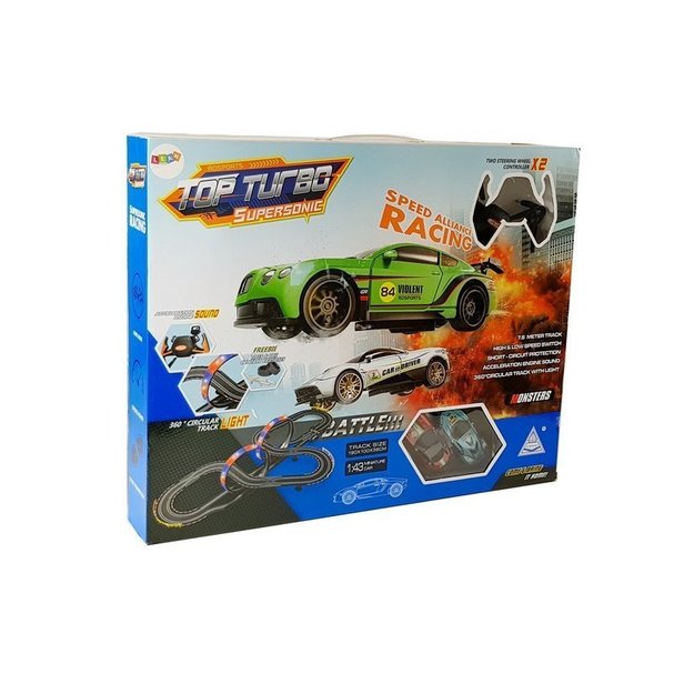 Race Track 2 Cars Top Turbo Lights 7.6 m long