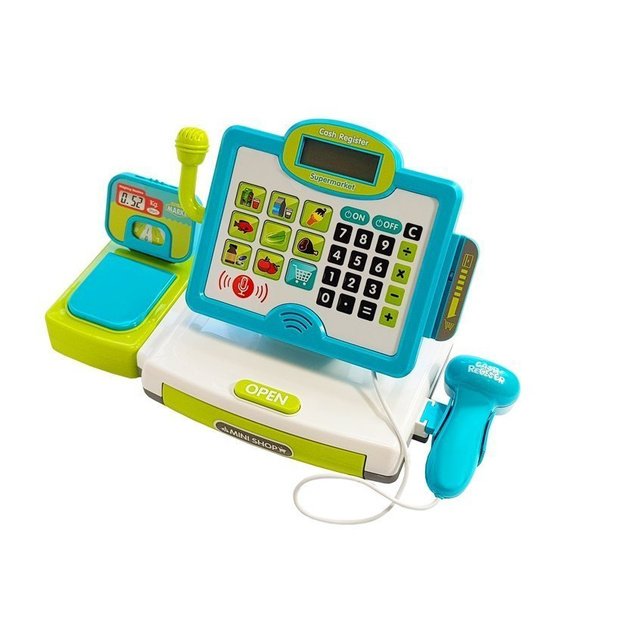 Children s cash register Blue with a basket 3
