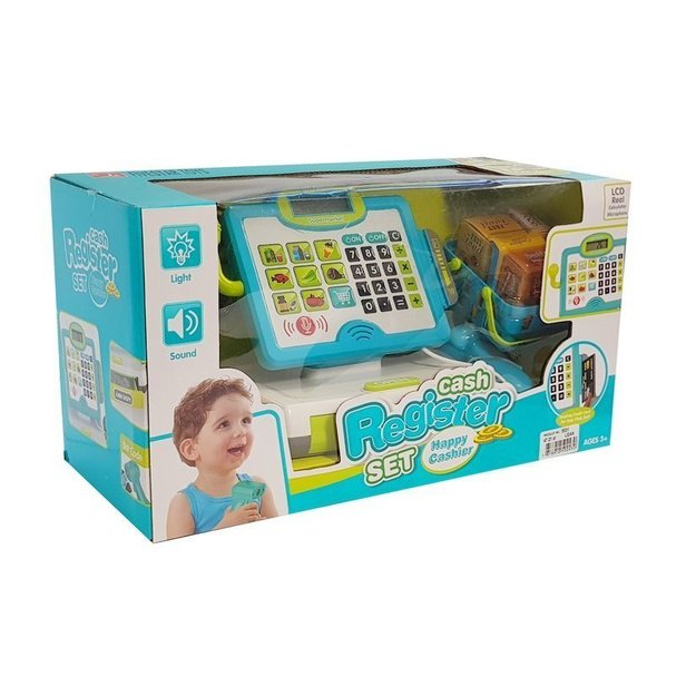 Children s cash register Blue with a basket 6