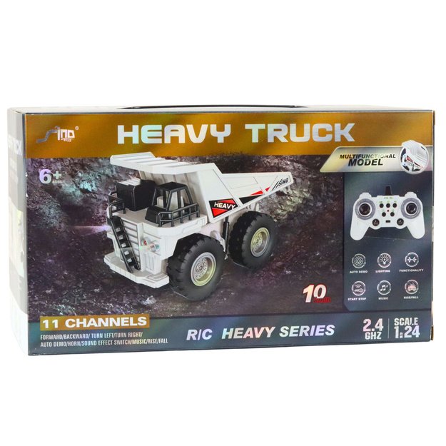 RC Remote Controlled Dump Truck with Lights and Sounds White 1:24 3