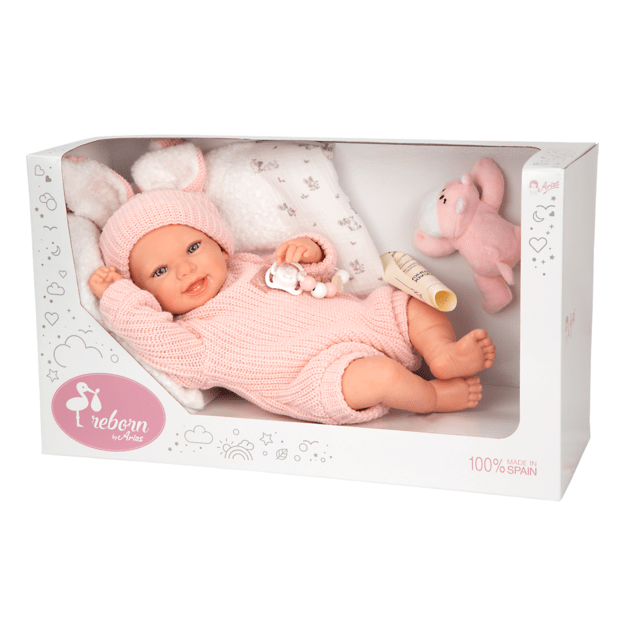 Arias Reborn lėlė kūdikėlis rožiniais rūbeliais, Lucia, 45 cm 8