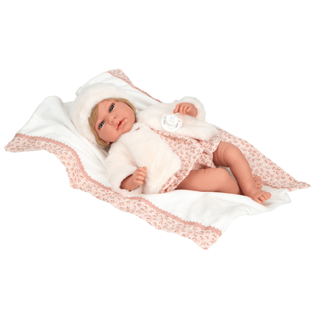 Arias lėlytė kūdikėlis su kailinukais, 40 cm