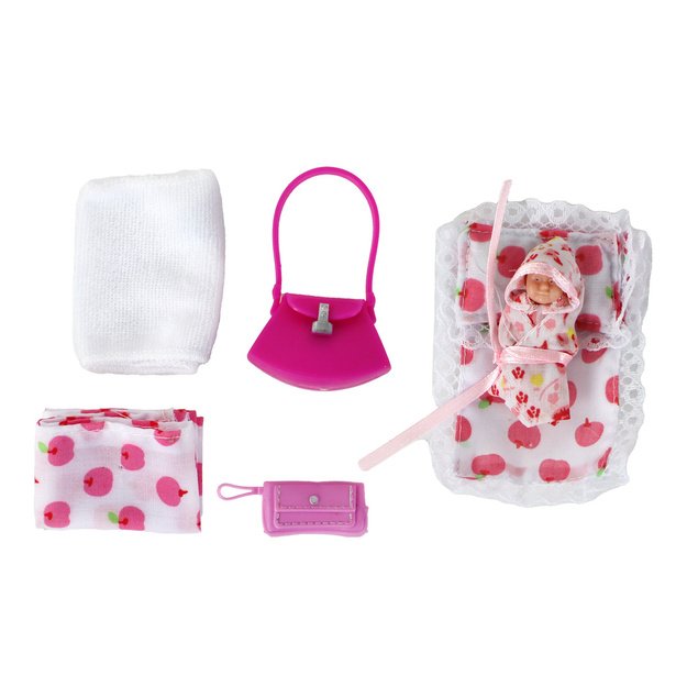 Lucy lėlių rinkinys Nėščios kūdikio vežimėlis Ilgi rudi plaukai 5